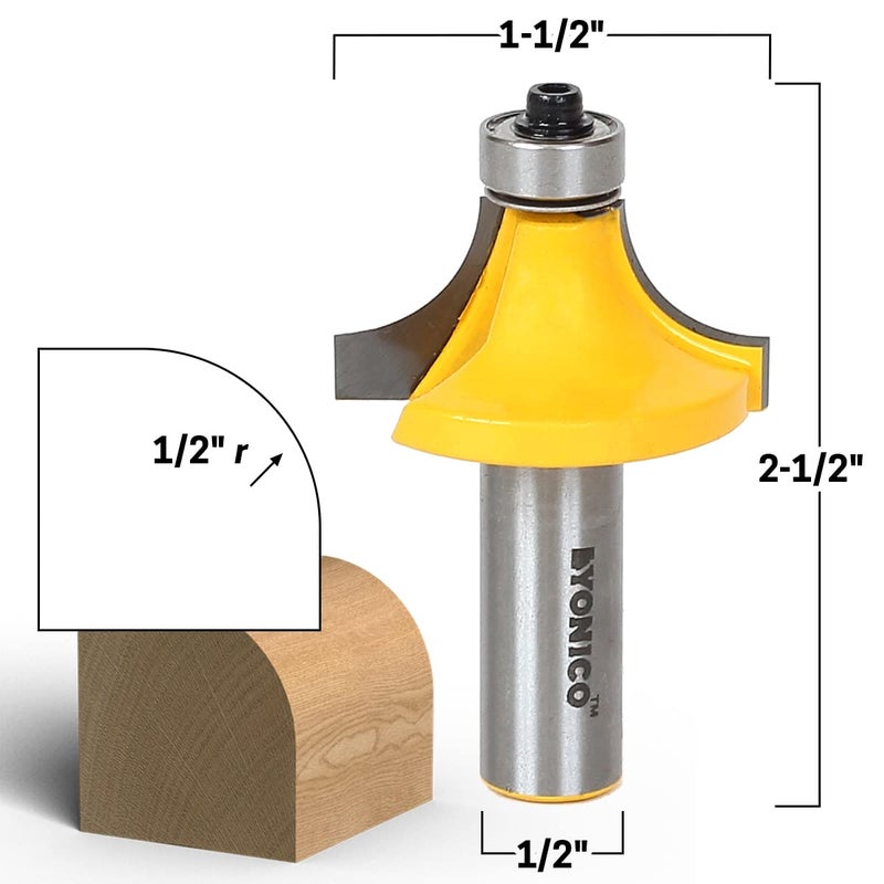 YONICO 13166 1/2-Inch Radius Round Over Edge Forming Router Bit 1/2-Inch Shank - Image 2